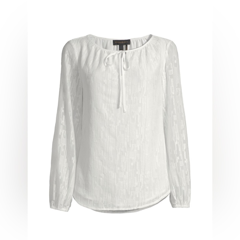 Donna Karan tie‎ neck poet blouse sz 8